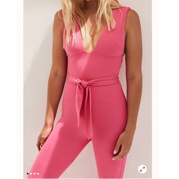 Free People After Hours V Neck Belted Jumpsuit - Picture 3 of 5